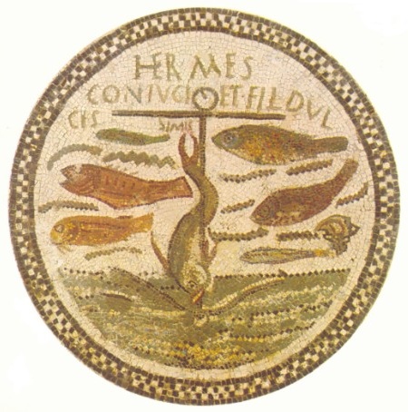 Mosaico del IV secolo proveniente dalle catacombe di Herms a Sousse (Hadrumetum)
