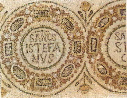 Mosaico del VI secolo con un particolare della lista dei martiri proveniente dal convento di santo Stefano a Dermech