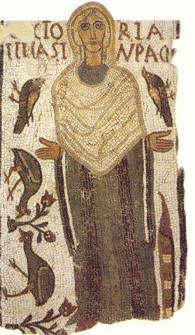 Particolare di un mosaico del IV secolo proveniente da una tomba doppia di Tabarka