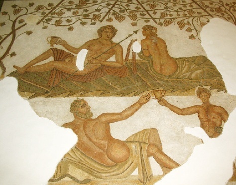 Particolare di un mosaico con scene dionisiache