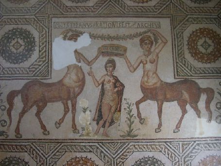 Mosaico che raffigura l'incoronazione di Venere da parte di due centauresse a dorso femminile e corpo di cavallo