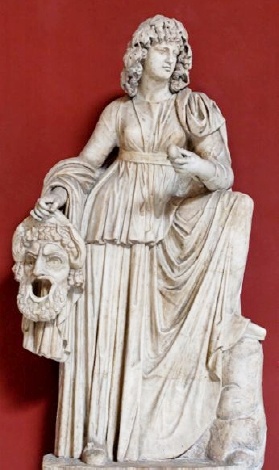 Melpomene la musa della tragedia in una raffigurazione staturia del Museo Pio Clementino a Roma