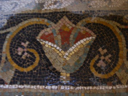 Particolare floreale di un mosaico della Casa di Amphitrite