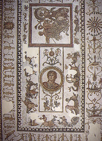 Il trionfo di Dioniso: mosaico alla Terme di Traiano
