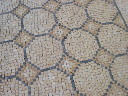Il bellissimo mosaico geometrico del pavimento della Palestra