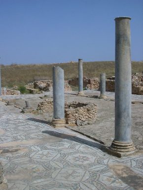 Colonnati della Casa di Nettuno con la pavimentazione a mosaico