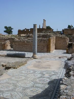 I magnifici resti della Casa di Nettuno con la pavimentazione a mosaico