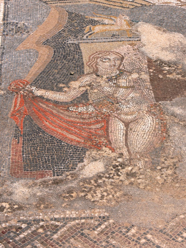 Mosaico di donna al bagno