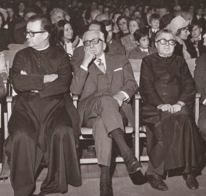 Mons. Carlo Marcora, con mons. Sergio Varesi e Virginio Pozzi presidente dell'Istituto dei Ciechi di Milano