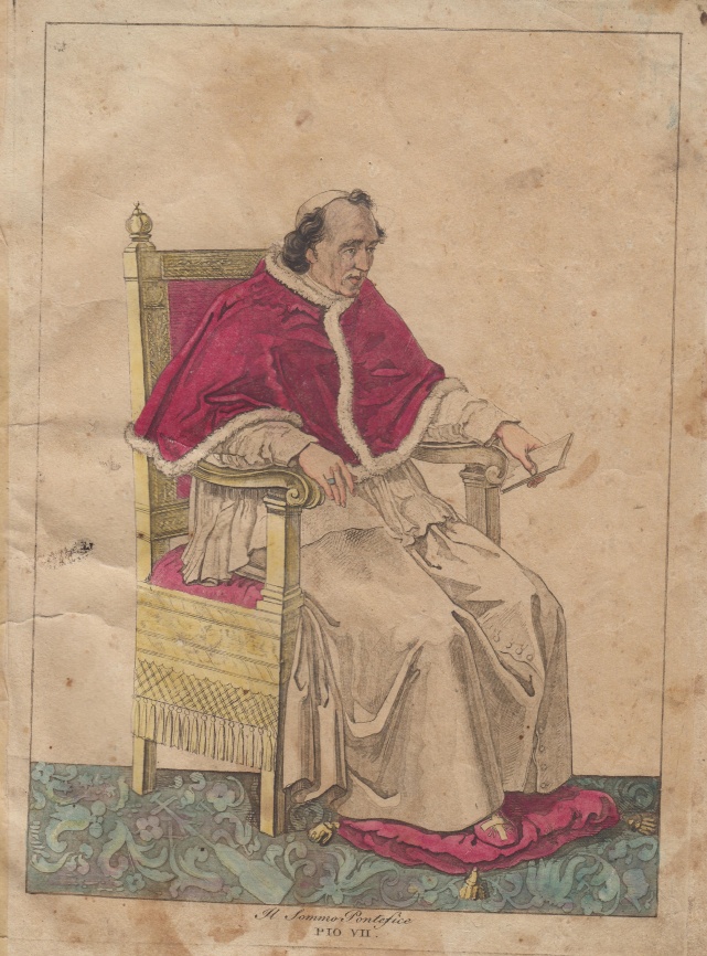 acquaforte con l'immagine di Papa Pio VII