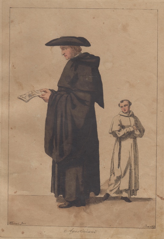 Stampa di Ferrari dell'anno 1823 che raffigura monaci agostiniani