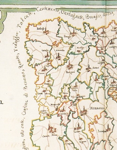 I due Comuni di Cassago e Oriano in una mappa settecentesca