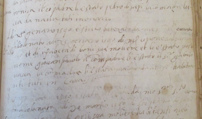 Giovanni Paolo figlio di Scipione Delfinoni viene battezzato il 28 gennaio 1590 nella parrocchiale di Cassago