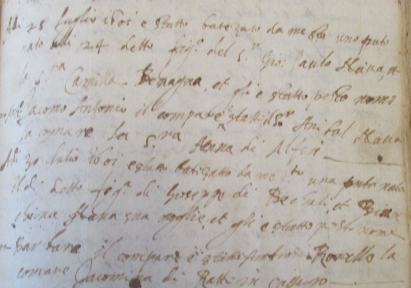 1601: Annibale Nava compadre al battesimo del figlio di Gio: Paulo Nava
