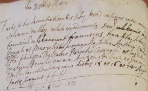 Ambrogio Valtorta  testimone il 3 settembre 1642 del matrimonio fra Francesco Brambilla e Marcellina Fumagalli