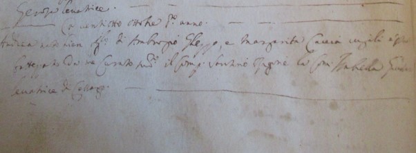 Santino Rigone il 10 marzo 1668  padrino del battesimo di Anna Maria Corno