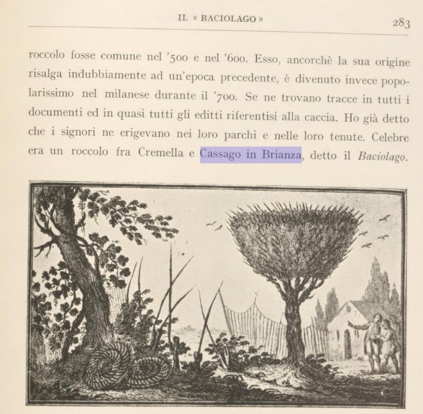 L'annotazione relativa al roccolo del Baciolago