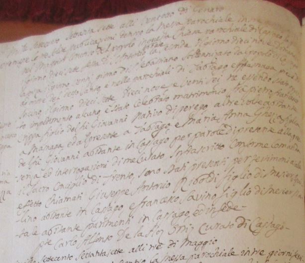 Lo scritto del parroco Carlo Alfonso De la Hoz Ortiz che accenna alla festa di san Sebastiano