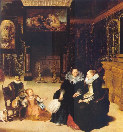 Sala con donne di Frans Francken (1581-1642) seguace di Rubens, dipinto conservato al Nationalmuseum di Stoccolma