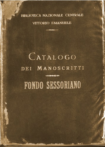 Frontespizio del catalogo manoscritti del Fondo Sessoriano