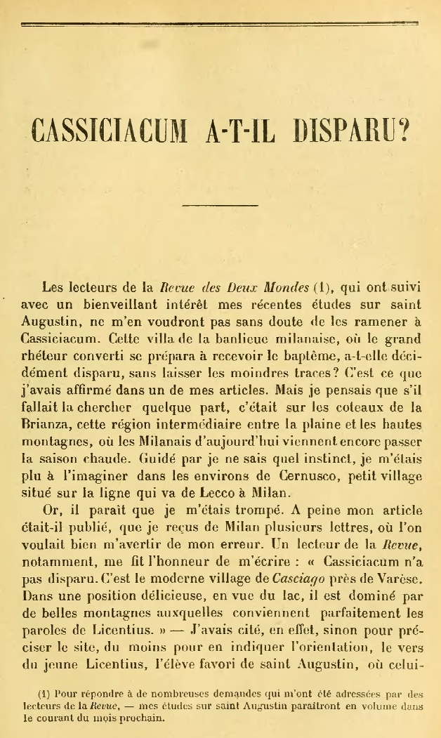 La pagina iniziale dello scritto di Bertrand apparsa in Revue des Deux Mondes - 1913 - tomo 17
