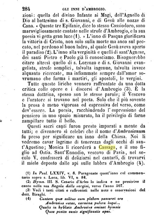 La pagina che cita la presenza di Monica a Cassago