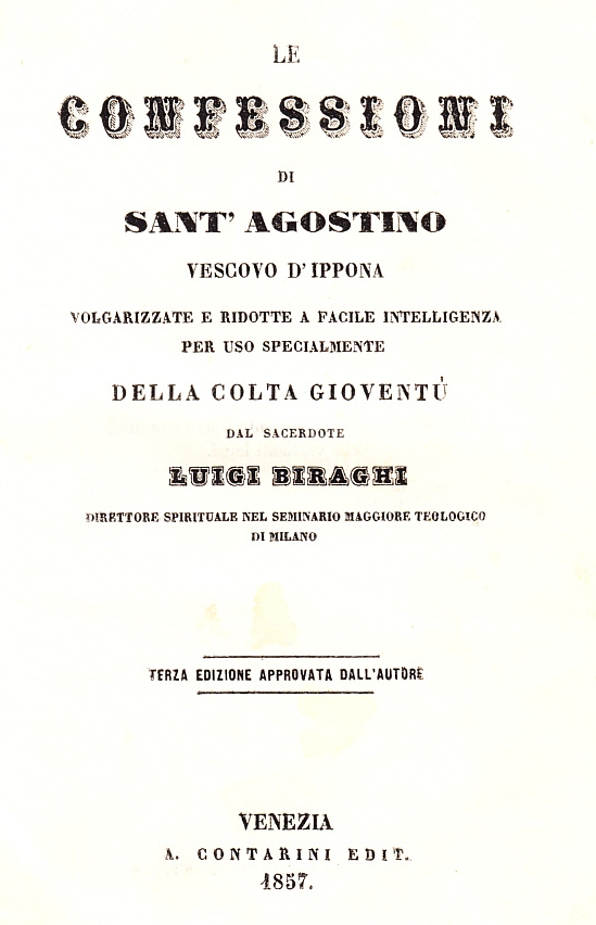 La copertina dell'opera di mons. Luigi Biraghi