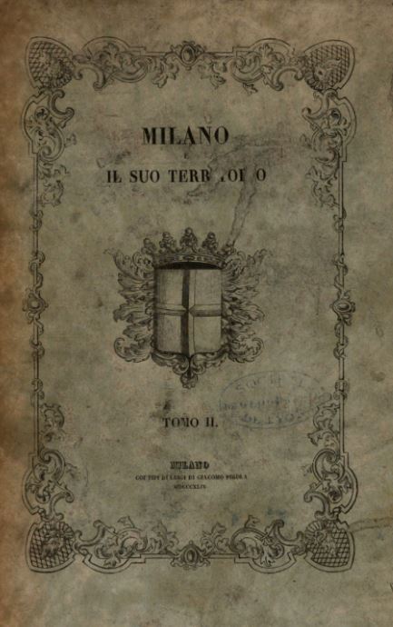 Copertina del tomo II di Milano e il suo territorio di Cesare Cant