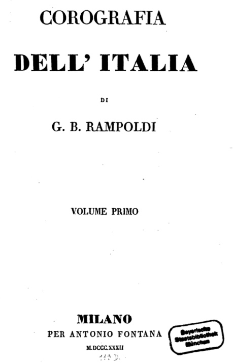 Copertina del libro di Giovan Battista Rampoldi