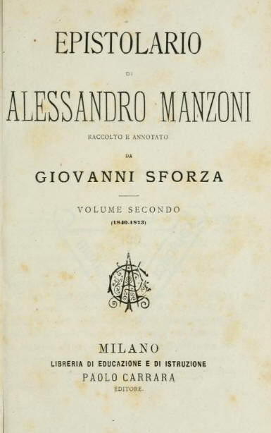 Il frontespizio dell'opera di Giovanni Sforza