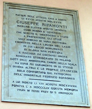 Lapide che ricorda lo storico milanese Giuseppe Ripamonti