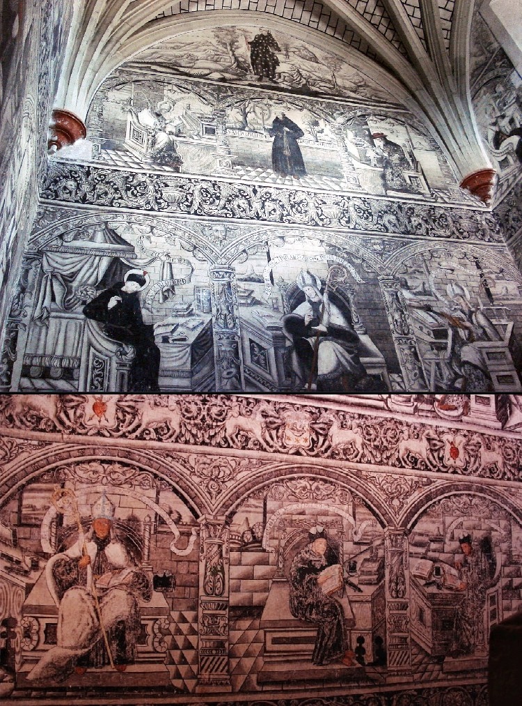 Gli affreschi della parete nord della scala claustrale nel convento di S. Nicola da Tolentino ad Actopan in Messico