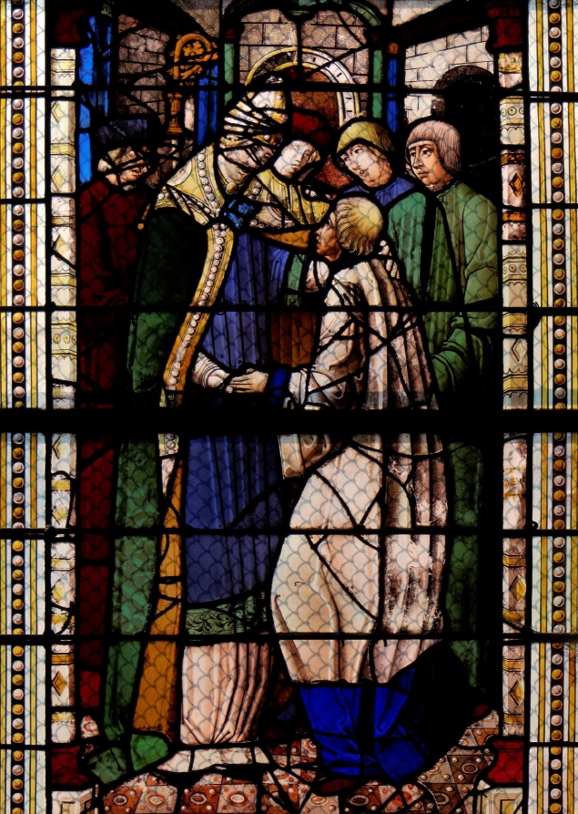 Agostino ordinato prete da Valerio, vetarta della chiesa di Notre Dame a Eperney
