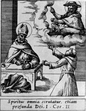 Agostino vede in sogno san Gerolamo, dalla stampa di Kartarius alla Biblioteca Nazionale di Parigi