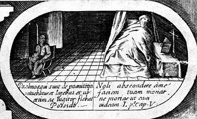 Morte di Agostino, da una stampa di Leclerc alla Biblioteca Nazionale di Parigi