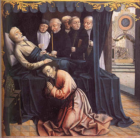 Morte di Agostino, nella Tavola di Jan van Scorel nella chiesa di Santo Stefano a Gerusalemme