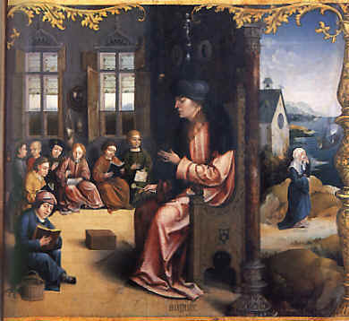 Agostino insegna retorica e si imbarca per Roma, nella Tavola di Jan van Scorel nella chiesa di Santo Stefano a Gerusalemme