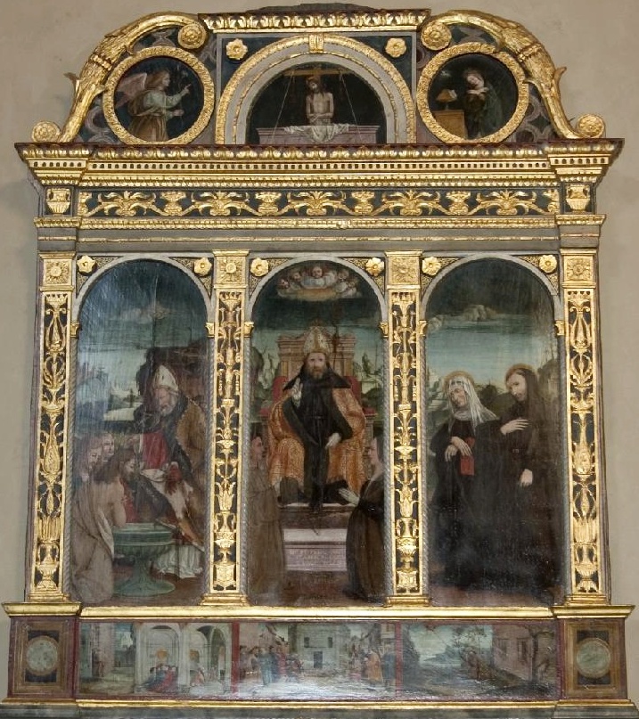 Trittico Gusberti con Agostino in trono, Ambrogio e Monica