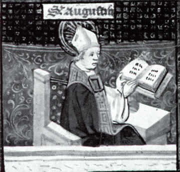 Agostino vescovo nel suo studio: Breviario di Bedford alla Biblioteca Nazionale di Parigi lat. 17294