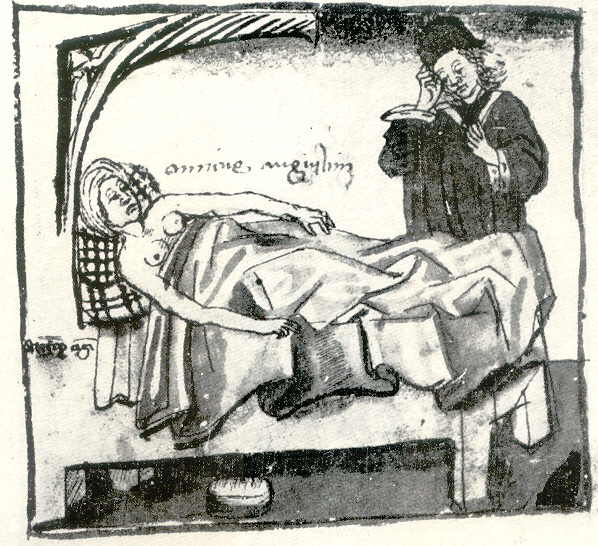 Agostino piange un suo amico morto, immagine tratta dalla Vita sancti Augustini