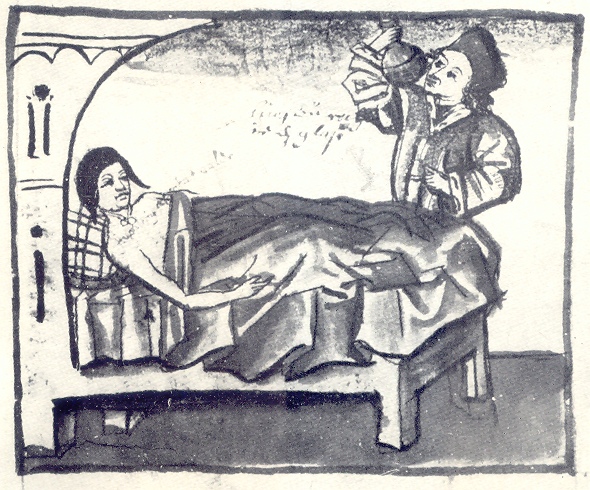 Agostino si ammala a Roma, immagine tratta dalla Vita sancti Augustini