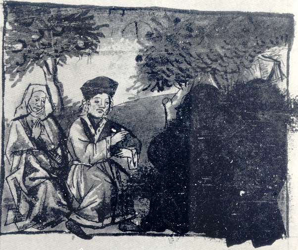 Agostino incontra l'eremita Simpliciano, immagine tratta dalla Vita sancti Augustini