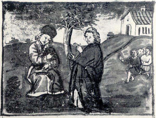 Agostino, Alipio e i giovani servitori di Dio, immagine tratta dalla Vita sancti Augustini
