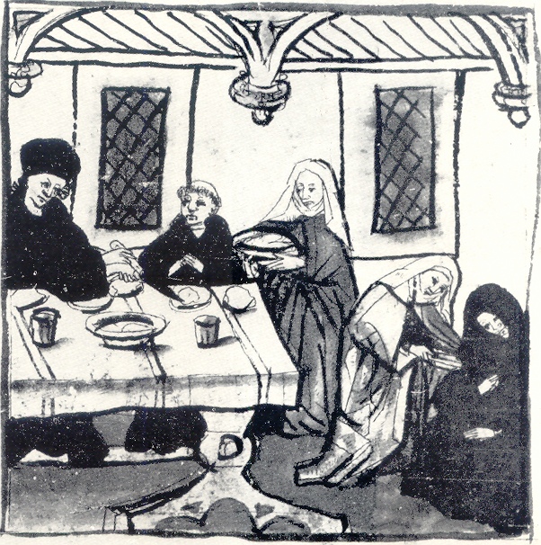 Monica accudisce i monaci come propri figli, immagine tratta dalla Vita sancti Augustini