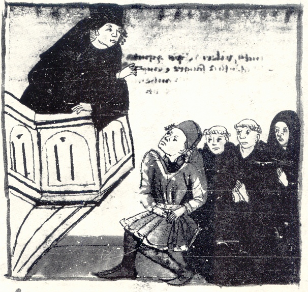 Agostino predica a Ippona a un ricco, immagine tratta dalla Vita sancti Augustini