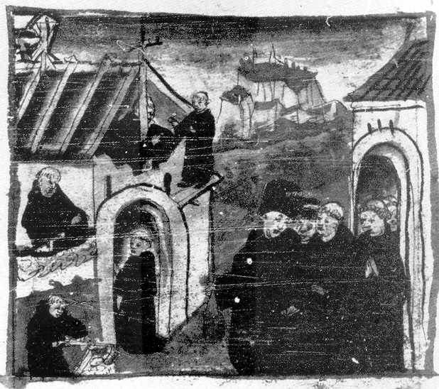 Agostino fonda un nuovo monastero, immagine tratta dalla Vita Sancti Augustini