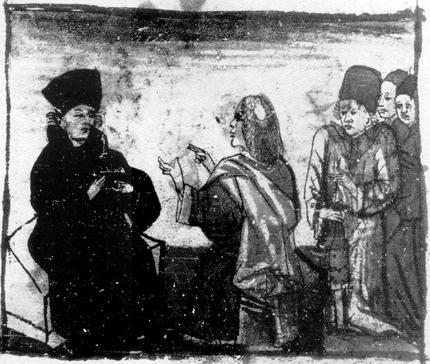 Agostino discute con Fortunato manicheo, immagine tratta dalla Vita sancti Augustini