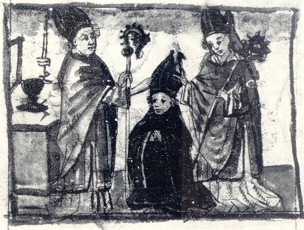 La consacrazione episcopale di Agostino, immagine tratta dalla Vita sancti Augustini