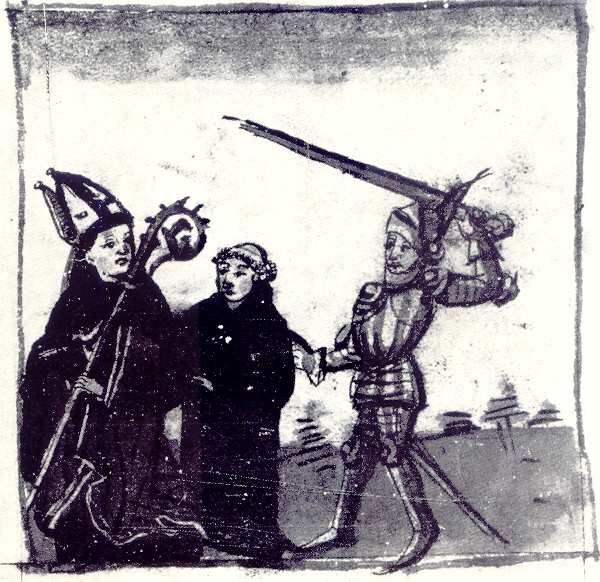 Eretici Circoncellioni cercano di uccidere Agostino, immagine tratta dalla Vita sancti Augustini