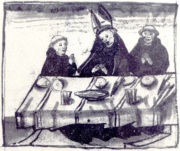 Agostino segue una dieta frugale, immagine tratta dalla Vita sancti Augustini
